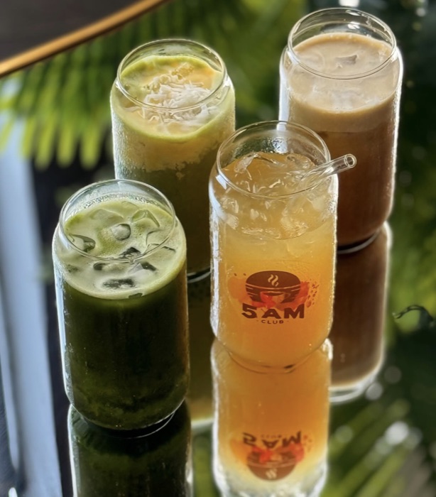 A group of green and amber drinks
